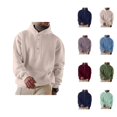 thumbnail image 1 of Male Autumn And Winter Long Sleeve Sweatshirt Hooded Button Down Round Neck Solid Color Top Men Cotton Fleece Hooded Sweatshirt, 1 of 5