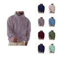 thumbnail image 1 of Male Autumn And Winter Long Sleeve Sweatshirt Hooded Button Down Round Neck Solid Color Top Men Cotton Fleece Hooded Sweatshirt, 1 of 5