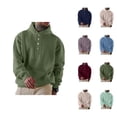 thumbnail image 1 of Male Autumn And Winter Long Sleeve Sweatshirt Hooded Button Down Round Neck Solid Color Top Men Cotton Fleece Hooded Sweatshirt, 1 of 5