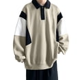 thumbnail image 1 of Male Autumn And Winter Thickened Lapel Sweatshirt Jacket Casual Trendy Color Blocked Half Cardigan Long Sleeved Shirt Sweatshirt Jacket, 1 of 7