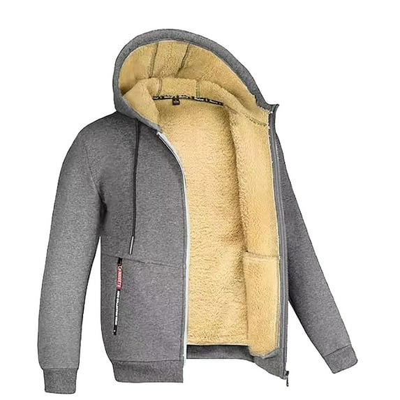 Male Autumn And Winter Warm Jacket Fashion Casual Soild Color Long Sleeve Pocket Hooded Cotton Coat Top Men Outerwear Jacket Coats for Men plus Size Double Duty Jacket Men's Warm Winter Coats Car M