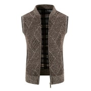 Male Autumn And Winter Zip Casual Stand Collar Sleeveless Holiday Outdoor Knitted Wool Vest Jacket Slytherin