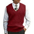 thumbnail image 1 of Male Autumn Winter Casual Solid Knit Sweater Vest Sleeveless V Neck Sweater Vest Malbon, 1 of 5
