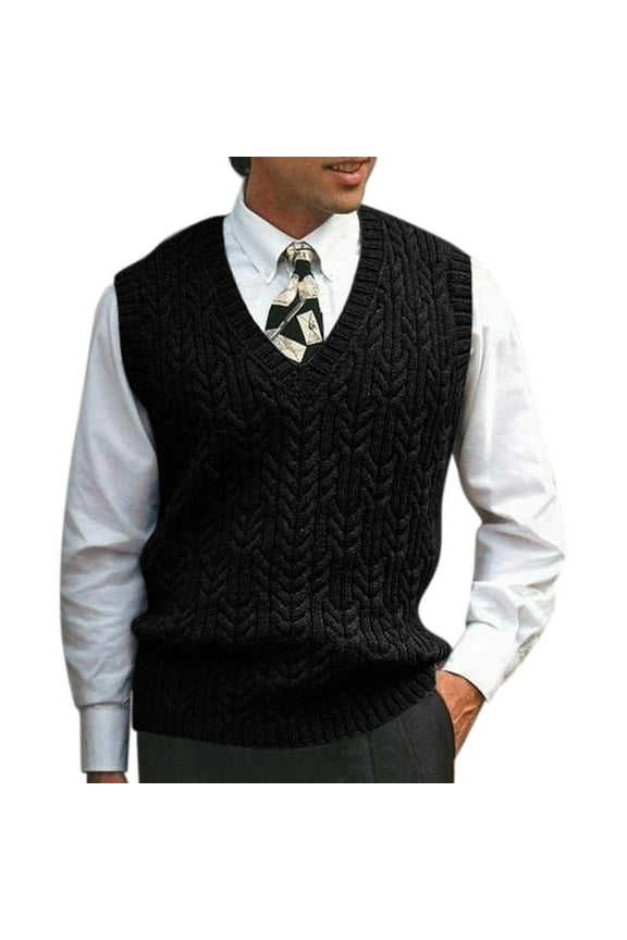 Male Autumn Winter Casual Solid Knit Sweater Vest Sleeveless V Neck Sweater Vest Mens Designer Clothes