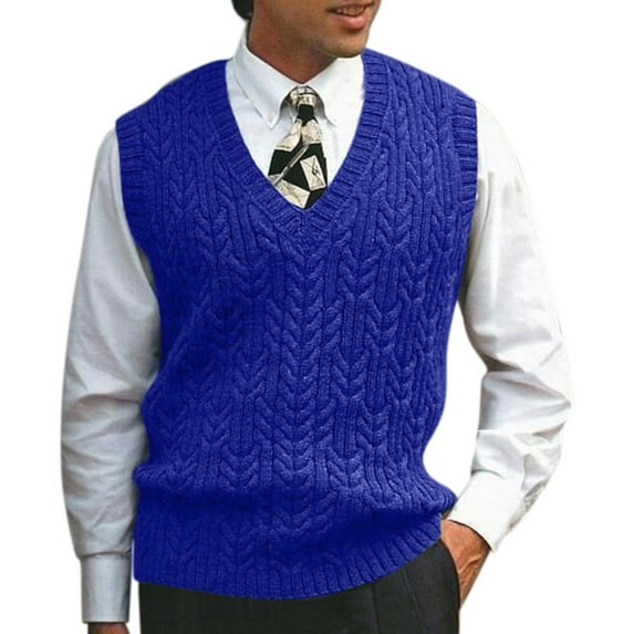 Male Autumn Winter Casual Solid Knit Sweater Vest Sleeveless V Neck Sweater Vest Running
