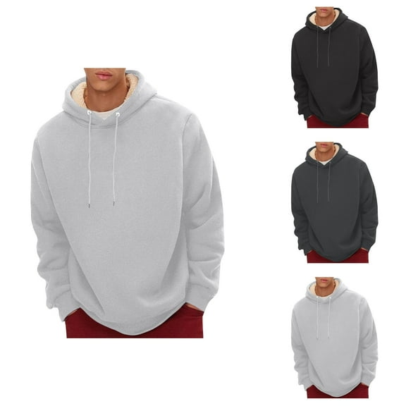 Men’s Hoodie Oversized Mens Pullover Sweatshirt Casual Everyday Wear Male Autumn And Winter Hooded Warm Comfortable Thick Wool Velvet Bottoming Long Sleeved Round Neck Top