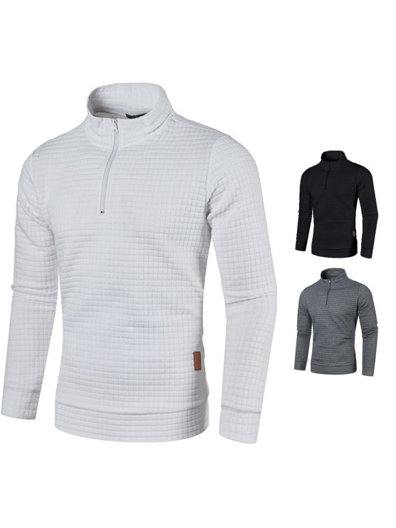 Male Autumn and Winter Plaid Long Sleeve Tops High Zipper Solid Color Bottoming Shirt Men Shirts Pack Shirts for Men Big and Tall Big T Shirts Pocket T Shirts for Men Short Sleeve T Shirts Striped