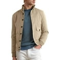 thumbnail image 1 of Male Autumn Winter Pocket Short Jacket Ribbed Panel Design Long Sleeve Stand Up Collar Jacket, 1 of 2