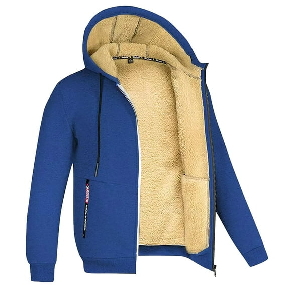 Male Autumn And Winter Warm Jacket Fashion Casual Soild Color Long Sleeve Pocket Hooded Cotton Coat Top Jacket for Heavy Winter Flannel Hoodie Mens Coat Small Tall Men Winter Jackets Hiking Rain fu