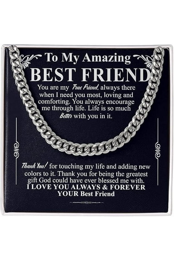 To My Male Best Friend Cuban Chain Necklace, Birthday Gift for Guy Friend, Birthday Gift for Male Best Friend, Male Friend Gifts Ideas with Messege Card