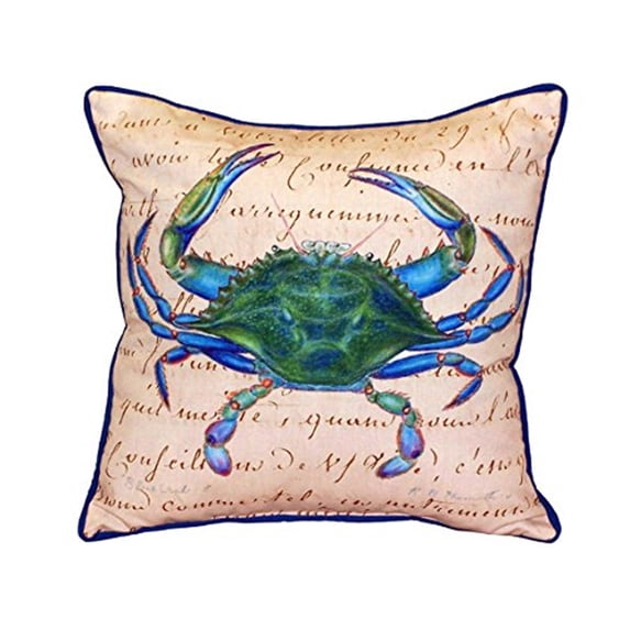 Male Blue Crab Beige Large Indoor/Outdoor Pillow 18x18