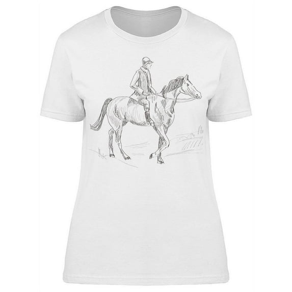 Male Boy Riding Horse T-Shirt Women -Image by Shutterstock, Female Medium
