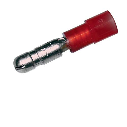 Male Bullet Connectors See-Thru Nylon Insulated .156” 22-18 AWG (Red) - 50PK