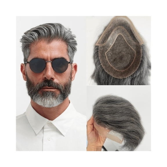 Male Capillary Prosthesis Indian Remy Hair Fine Mono Top Lace Front Thin Skin PU Base Men's Toupee 8x10" Human Hair Replacement System