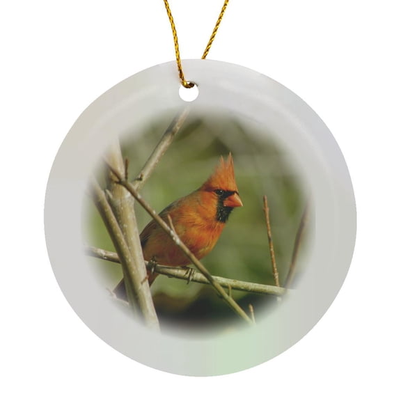 3drose, Male Cardinal, Circle Porcelain Ornament