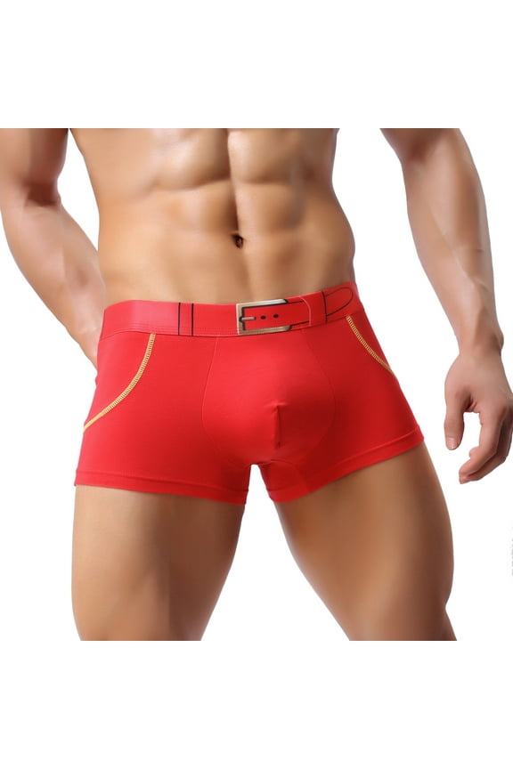 Male Casual Breathable Underwear Pant Cotton Belt Print Knickers Comfortable Boxer