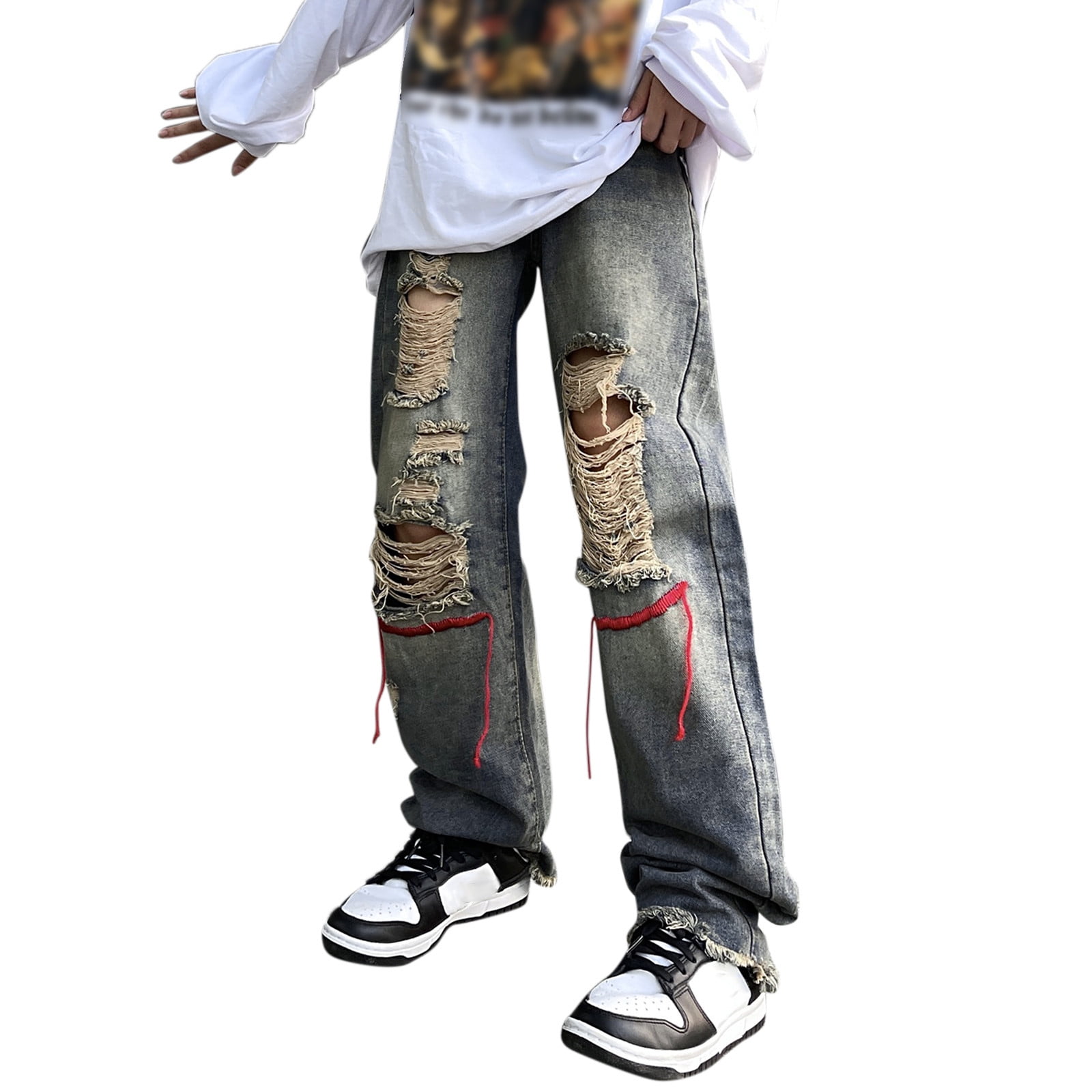 Men's Full Size Loose Fit Drawstring Jeans Plus Size