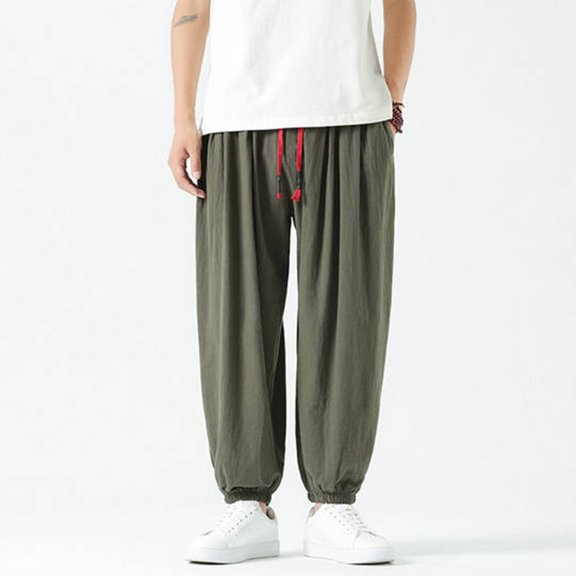 Male Casual Pants Soild Loose Mens Yoga Pants Beam Pants Wide Leg Pants Harem Pencil Pants Tech Pants Men