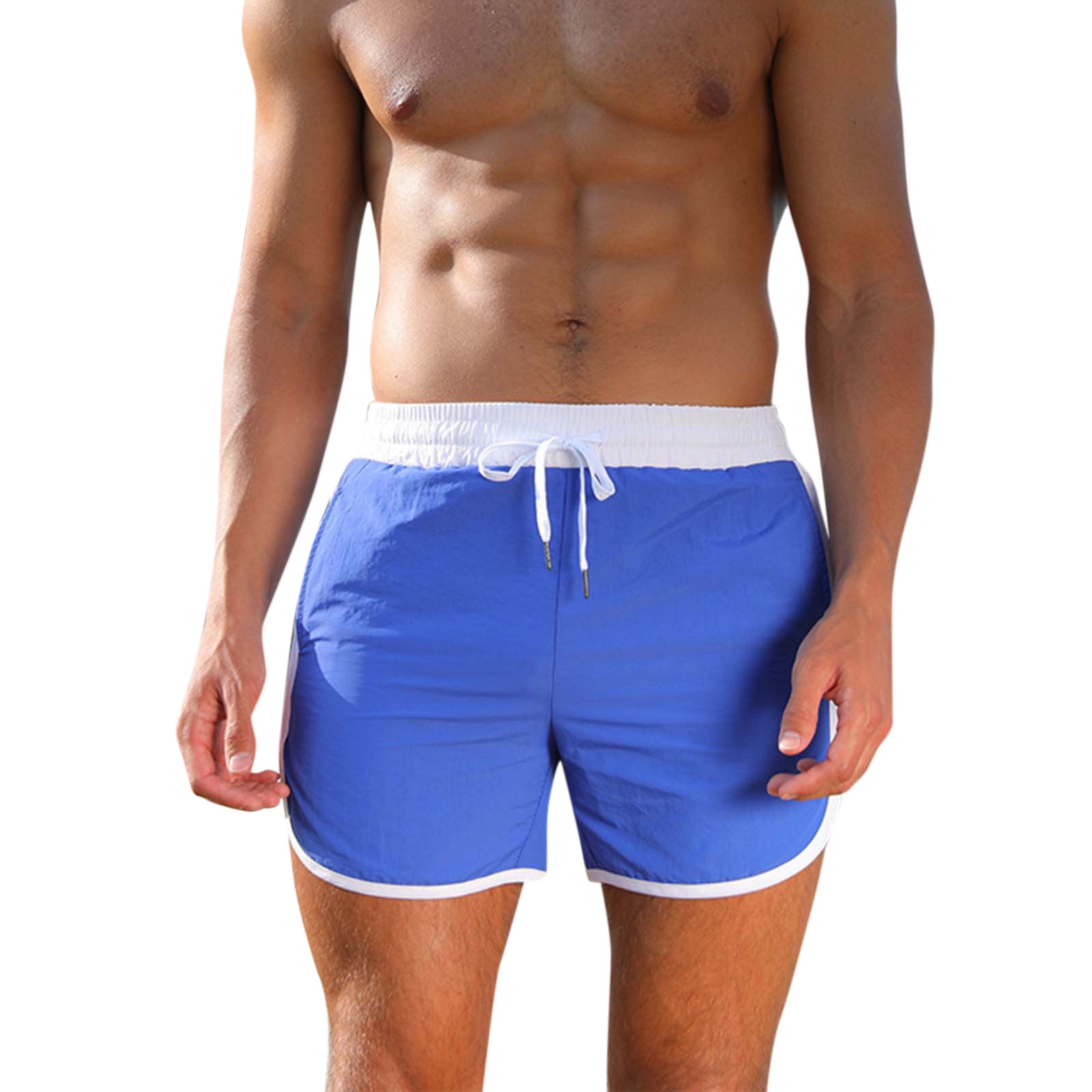 Male Casual Pants Splicing Trend Youth Summer Mens Sweatpants Fitness Beach  Shorts Running Shorts Mens 9 Inch Inseam Shorts Blue S