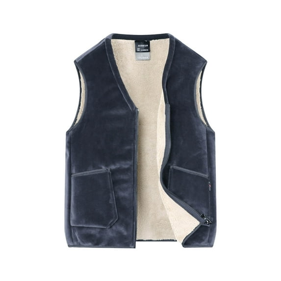 Male Casual Solid Silver Velvet Plush Outerwear Coat Sleeveless Zipper Fly Pocket Coat Vest Mens Designer Clothes