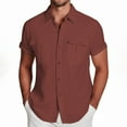 thumbnail image 1 of Male Casual Solid Top Shirt - Double Pocket Short Sleeve, Elegant Turn Down, Button Formal Shirt, Made of Polyester, Suitable for Various Occasions, 1 of 5