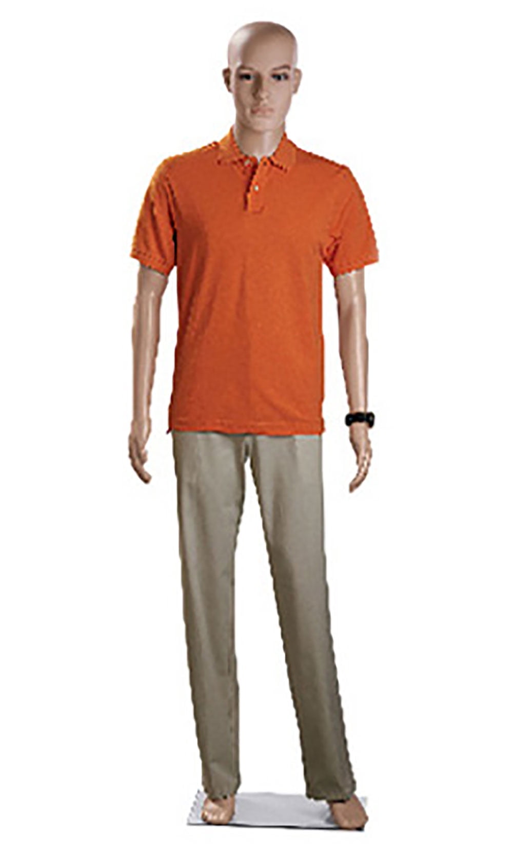 Life-Size Male Mannequin with Glass Base, Caucasian Plastic Body