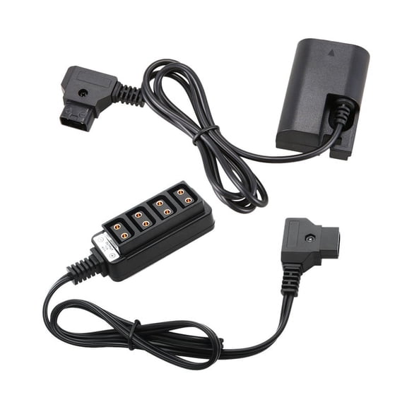 Male D-Tap B Type Power Dtap Tap to 4 Female P-Tap Ptap Adapter with D-Tap to Lp-E6 Fully Decoded Dummy Battery Adapter