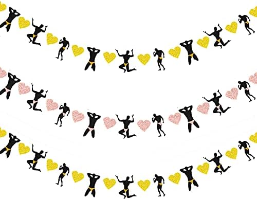 Bachelorette Party Banner – Rose Gold, Funny Male Dancer Design, Naughty Bridal Shower Decor
