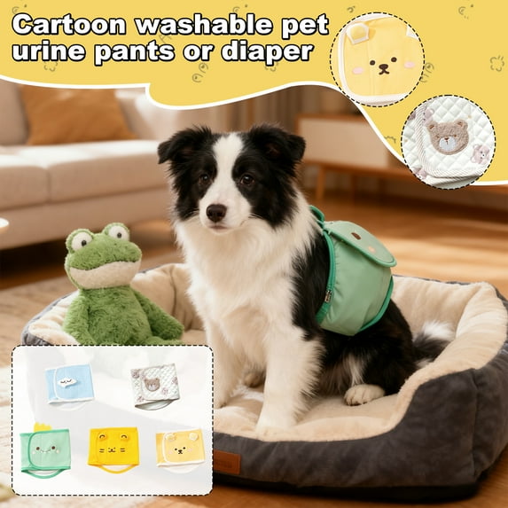 Male Dog Dog Sanitary Pants, Cartoon, Washable Diaper, Polite Belt for Male Dogs to Prevent Harassment, Pull-Up Diaper, Pet Sanitary Pants LBrown