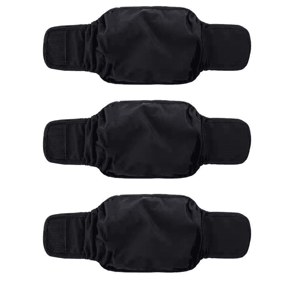 Male Dog Wraps Belly Bands ,Washable Reusable Absorbent Dog Diapers for Small Medium and Large Dogs - Black
