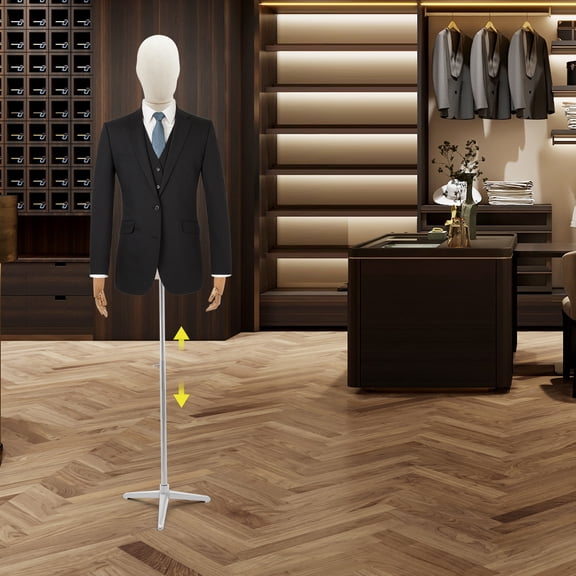 Male Dress Form Display Metal Stand Dress Form Adjustable Posture Clothing Form 53-76in Height