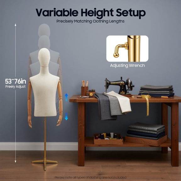 Male Dress Form Display, Metal Stand Dress Form, Adjustable Posture Clothing Form