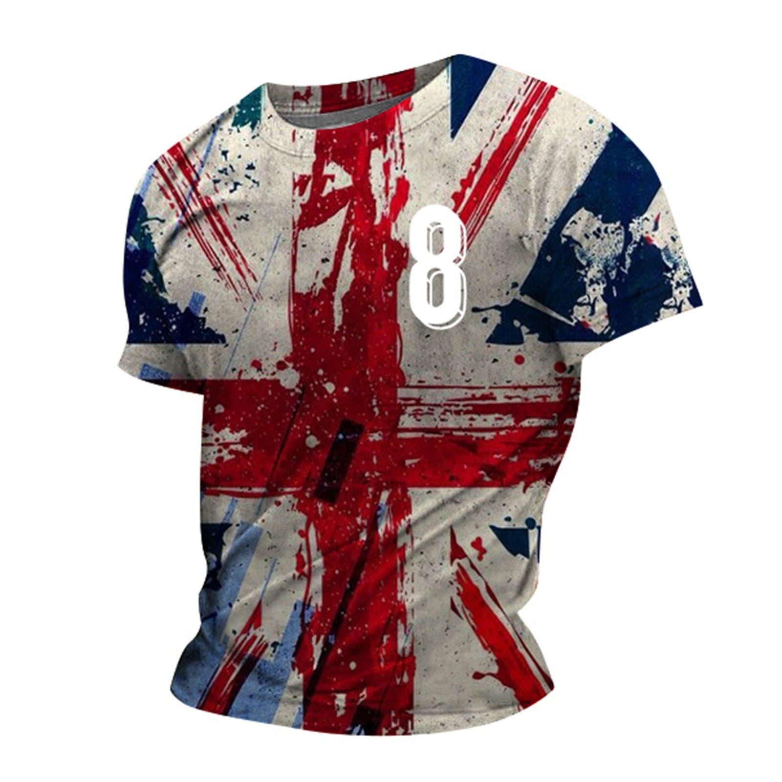 Male England Athlete NumberPrint Short Sleeve Round Neck T Shirt Floral