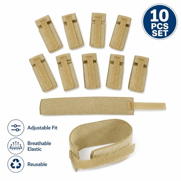 Male External Catheter Straps 10-Pack, Adjustable Elastic Urinary Sheath Fixer Bands for Elderly Bedridden Male Incontinence