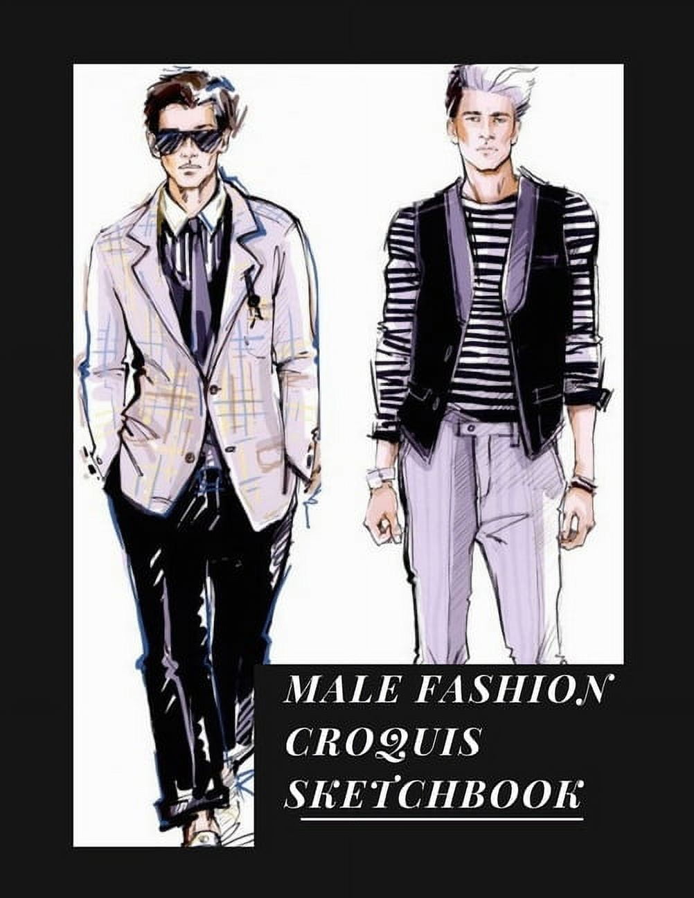 Mens Mini Neon Light Sketch Book Professional Professional Fashion Design  Body Templates Male - Notebook - AliExpress