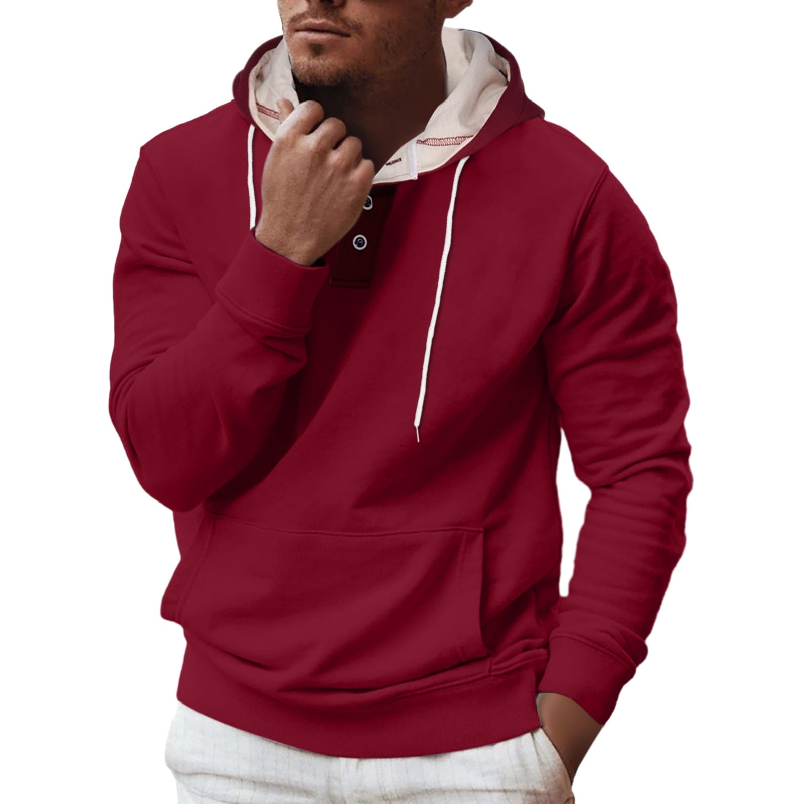 Male Fashion Sweatshirt Solid Drippy Hoodies Color Long Sleeve Round Pullover Hoodies for Men Neck Drawstring Hoodie Sports Hoodies for Men with Designs Pocket Winter Blouse Walmart