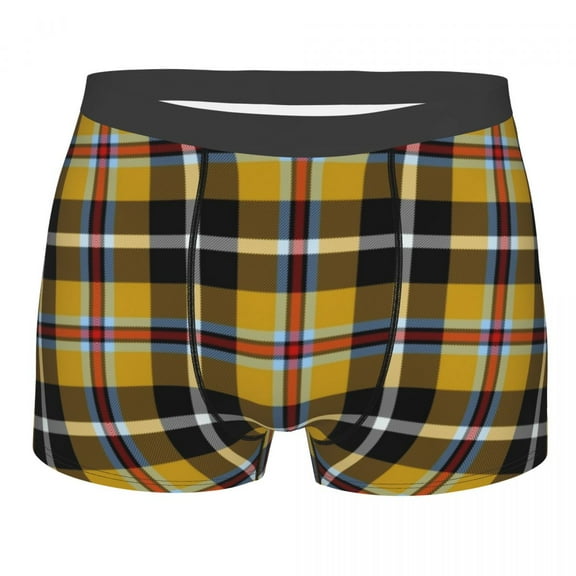 Male Fashion Westy Tartan Beige Plaid Underwear Boxer Briefs Men Geometric Scottish Gingham Shorts Panties Soft Underpants