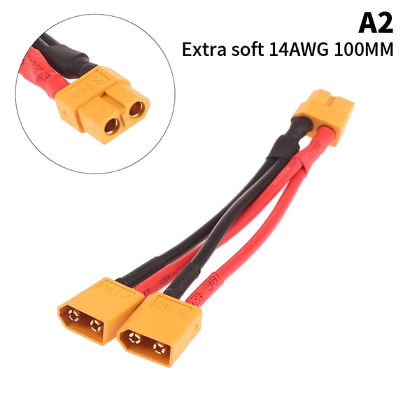 Male Female Cable Dual Extension Y Splitter 3-Way 14AWG Silicone Wire XT60 Parallel Battery Connector For RC Motor
