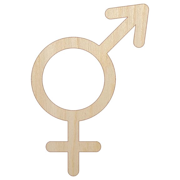 Male and Female Sign Intersex Androgynous Hermaphrodite Gender Symbol Wood Shape Unfinished Piece Cutout Craft DIY Projects - 6.25 Inch Size - 1/4 Inch Thick