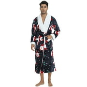 Male Flannel Christmas Long Sleeve Bathrobe Autumn And Winter Holiday Party Home Mid Length Bathrobe Pottery Slipper Indoor Warm Slipper 554 Mens Mens Cotton Pajama Pants French Cane Bed Indoor House