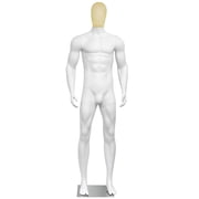 Male Full Body Mannequin Dress Form Manikin, 78" Maniquins Torso Realistic Mannequin Torso with Metal Stand, Easy Assemble, White Body Gold Head