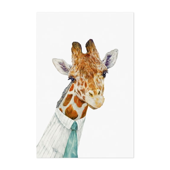 Male Giraffe - Painting Animal Humor Watercolor Whimsical Modern Art Illustration Portrait Unframed Wall Art Print 8 x 12 inches