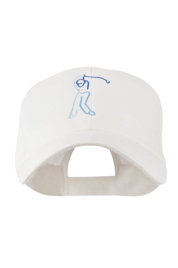 Male Golfer Outline Embroidered Cap - White OSFM