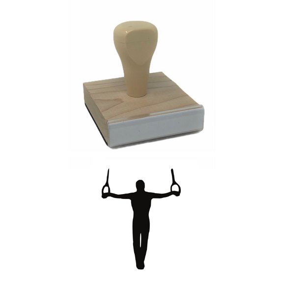 Male Gymnast Rings Rubber Stamp, 2 X 2" Wood Stamp