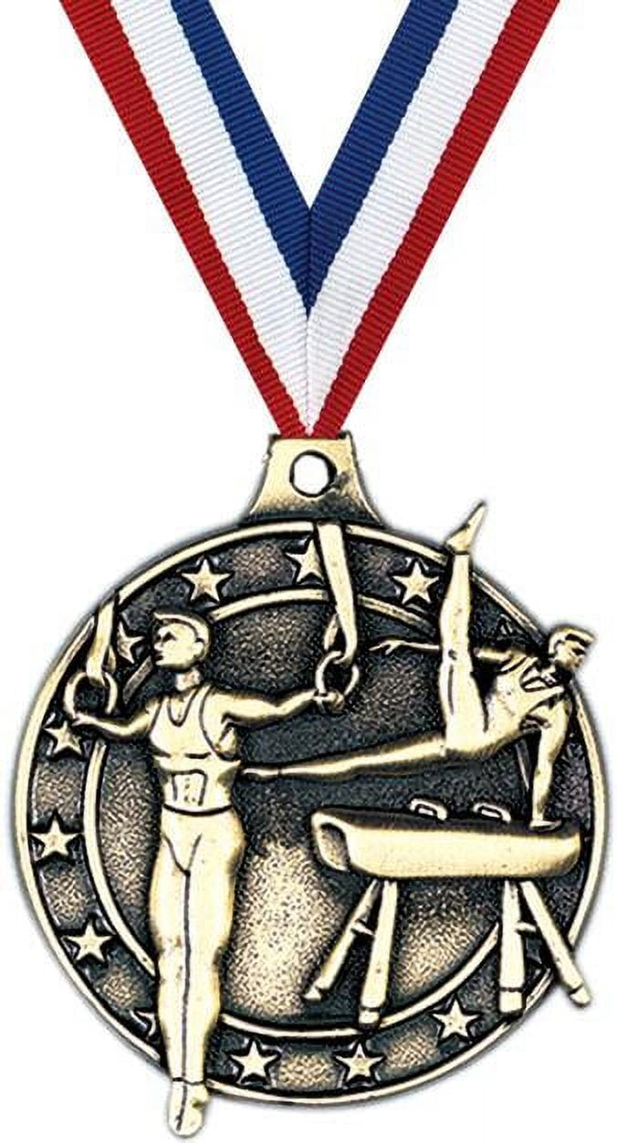 Male Gymnastics Medals, 2" Gold Diecast Male Gymnastics Medal Award 1