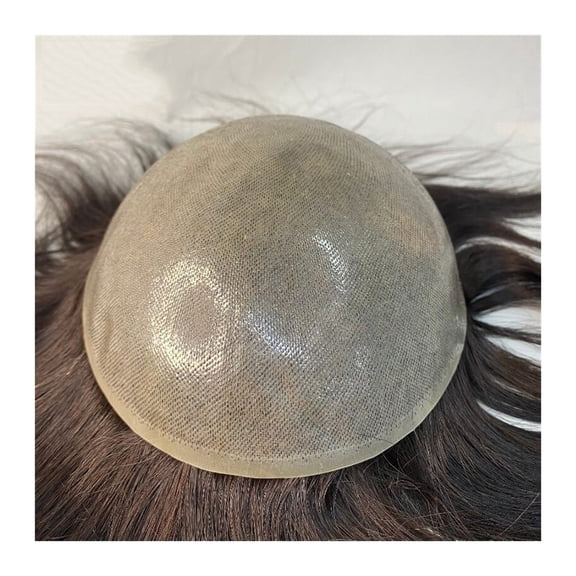 Male Hair Prosthesis Invisible Knot 0.12-0.14mm PU Base Men's Toupee 110% Density Human Hair Haripieces Men Hair Replacement System Unit, #4