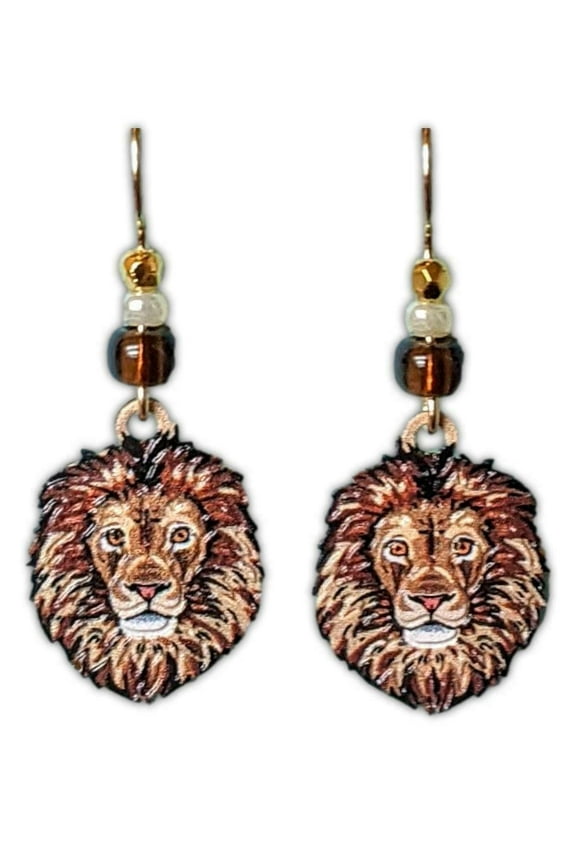 Male LION Face Hypo-Allergenic Earrings, Sterling Silver Plated, by Sienna Sky