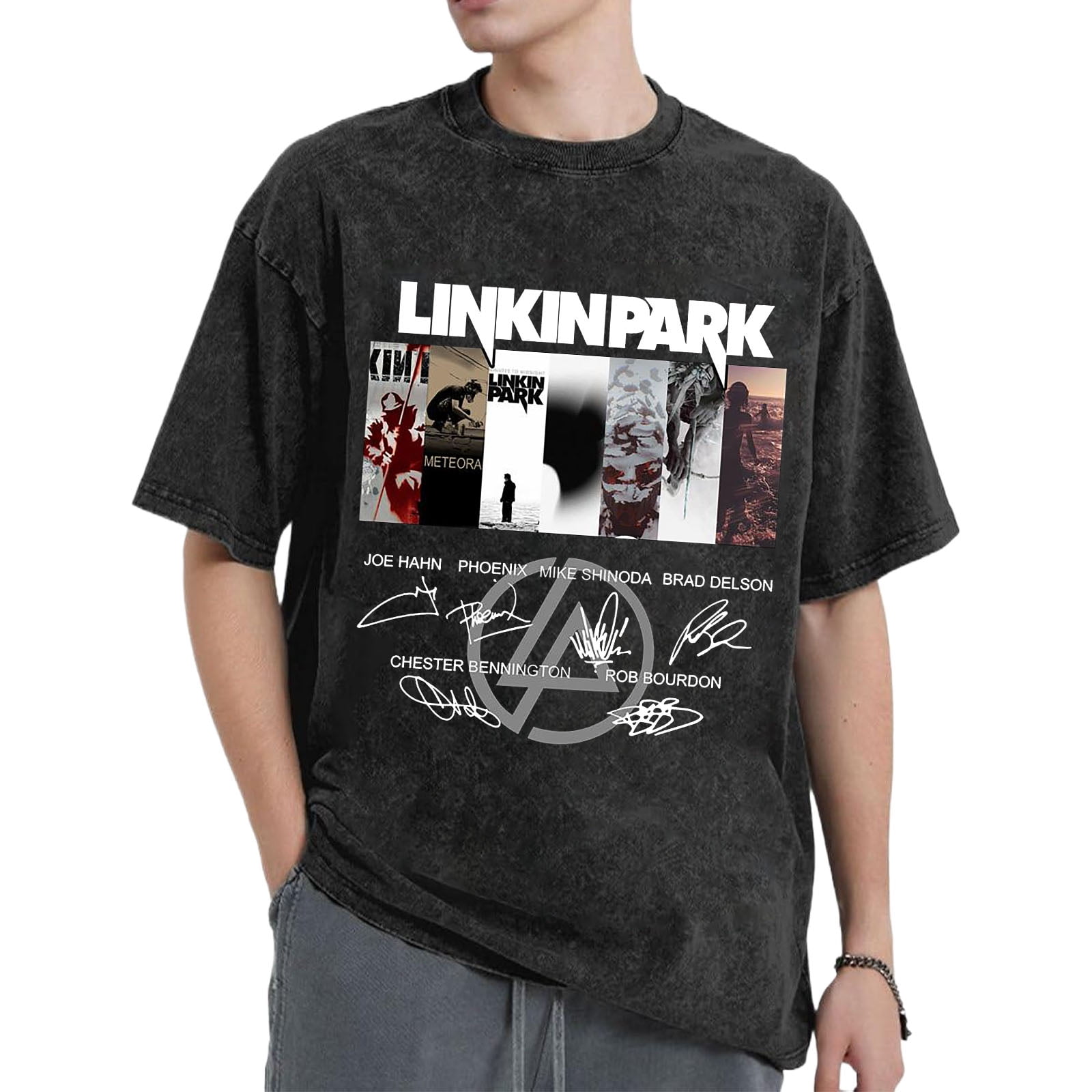Male Linkin Rock Park Tour 2024 Oversized T Shirts Retro 90s Hip Hop