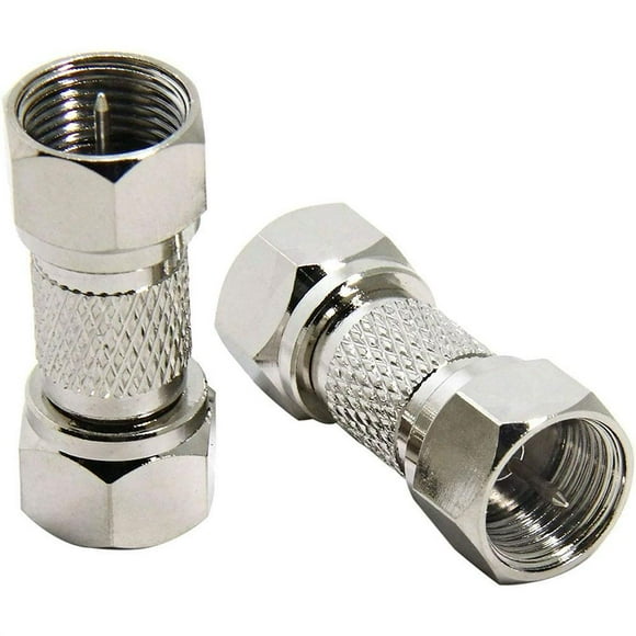 Male to Male Coaxial Connector F Type RG6 Coaxial Cable Adapter, Coupler Converter, 75 Ohm Waterproof for Antenna, Coaxial Cable, TV, Splitter(2pcs) E9S6