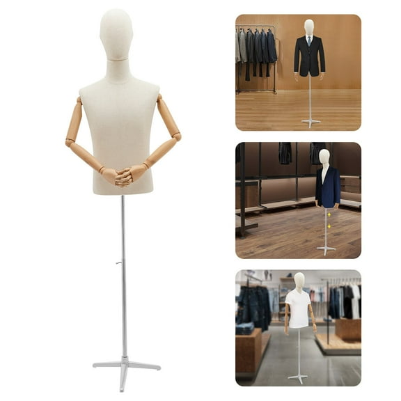 Male Mannequin Dress Form Torso with Stand for Clothing Display